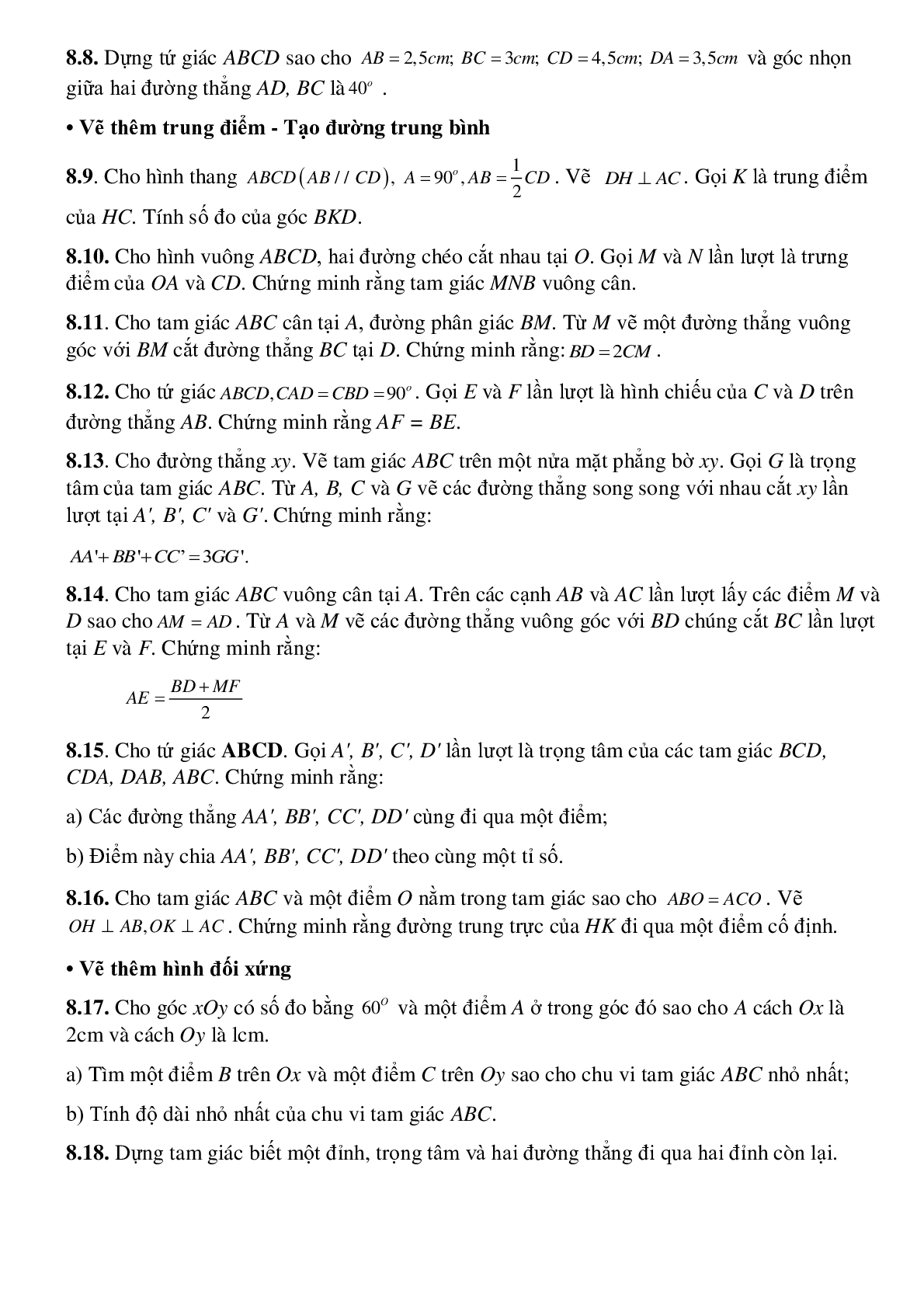 Hình phụ để giải toán trong chương tứ giác (trang 5)
