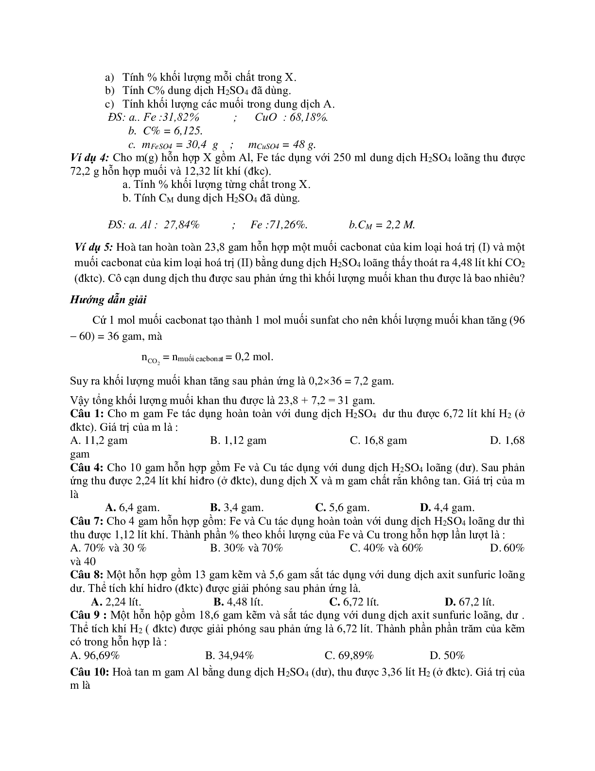 Bài tập về Oxi - Lưu huỳnh có đáp án, chọn lọc (trang 9)
