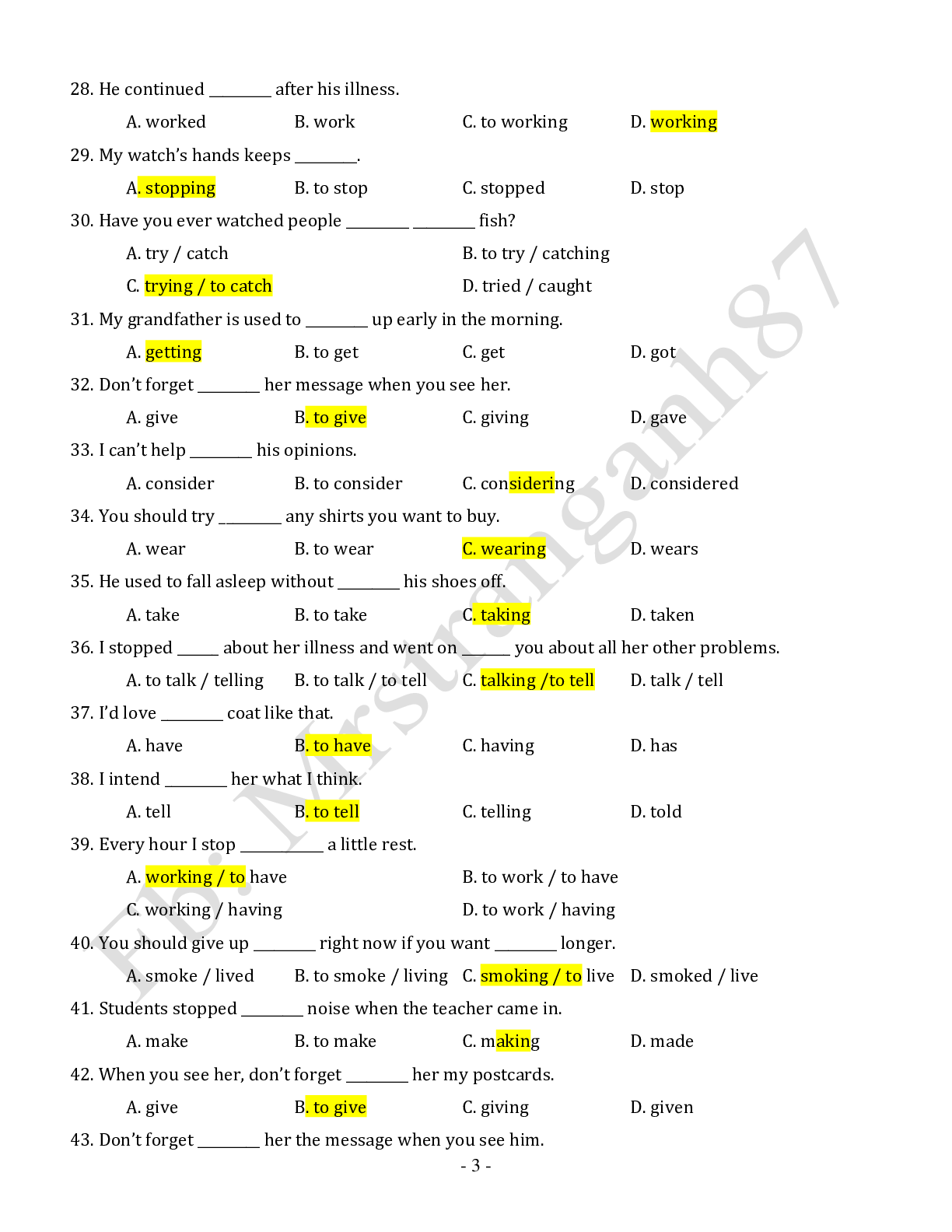 Chuyên đề: Danh động từ và động từ nguyên mẫu môn Tiếng Anh ôn thi THPTQG (trang 3)