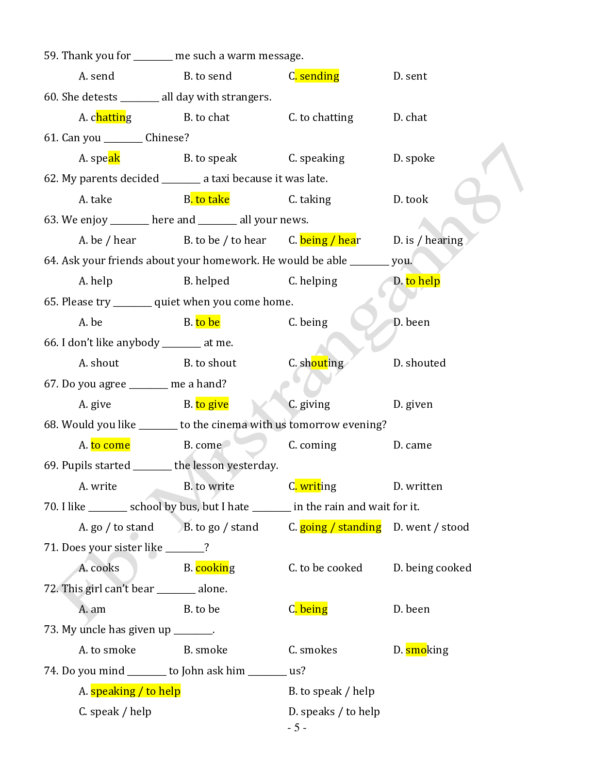 Chuyên đề: Danh động từ và động từ nguyên mẫu môn Tiếng Anh ôn thi THPTQG (trang 5)