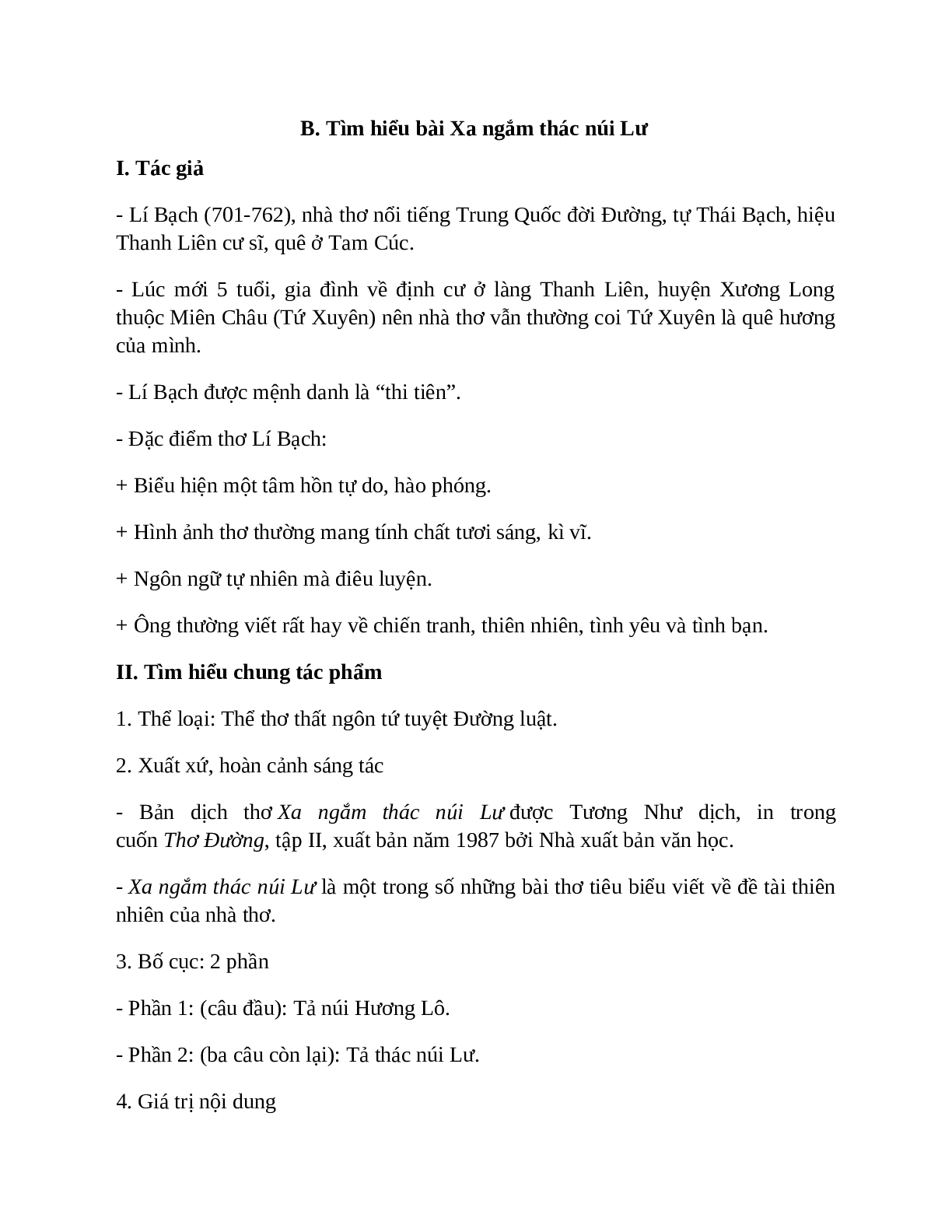 Sơ đồ tư duy bài Xa ngắm thác núi Lư dễ nhớ, ngắn nhất - Ngữ văn lớp 7 (trang 2)