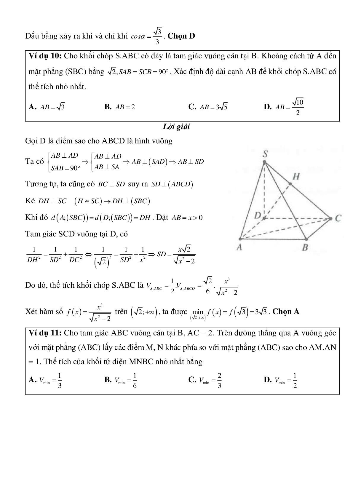 Bài toán cực trị trong hình học không gian có đáp án (trang 7)