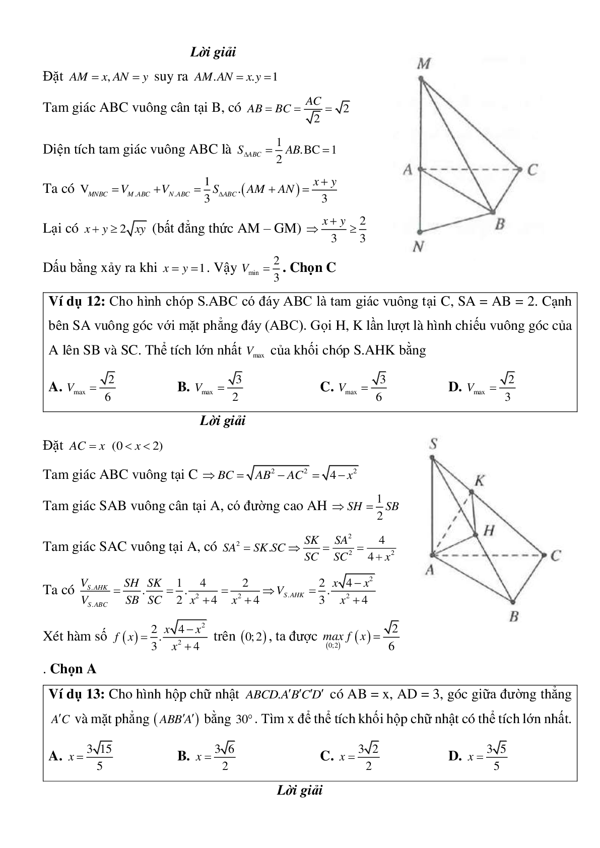 Bài toán cực trị trong hình học không gian có đáp án (trang 8)