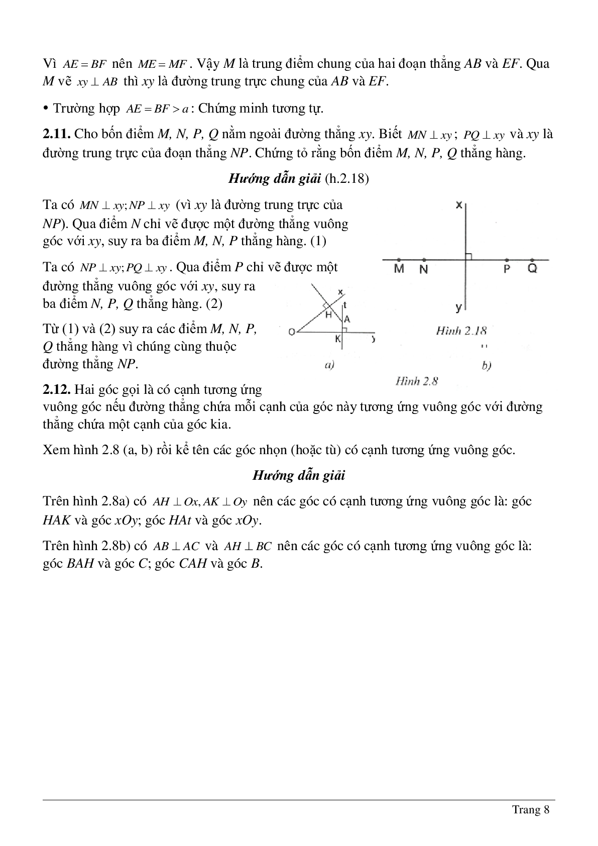 Tất tần tật về Hai đường thẳng vuông góc hình học lớp 7 (trang 8)