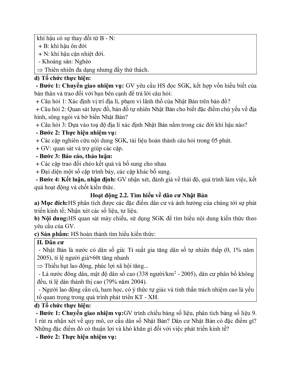 Giáo án Địa lí 11 Bài 9 Nhật Bản tiết 1 mới nhất (trang 3)