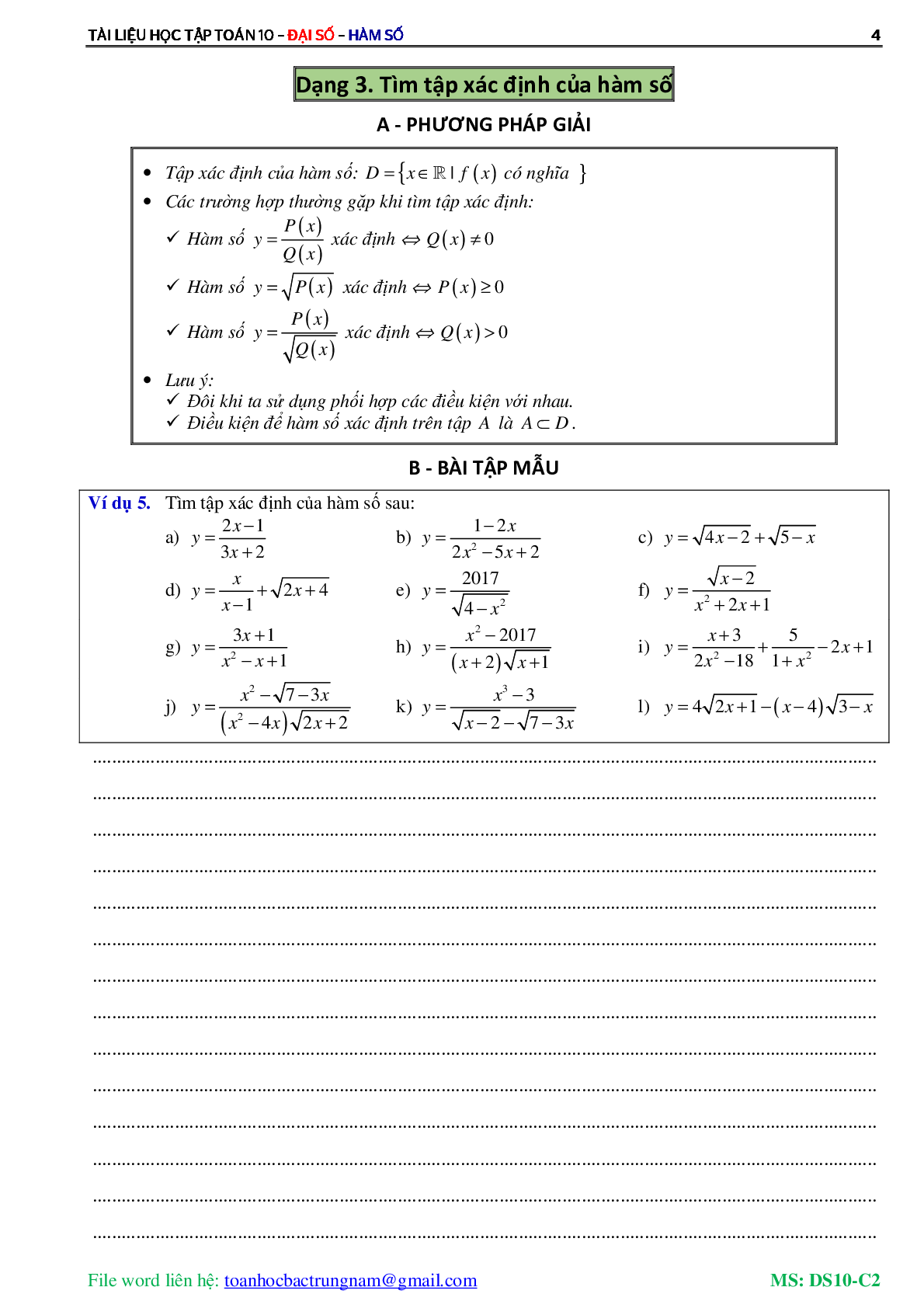 Chuyên đề về hàm số bậc nhất và hàm số bậc hai (trang 5)