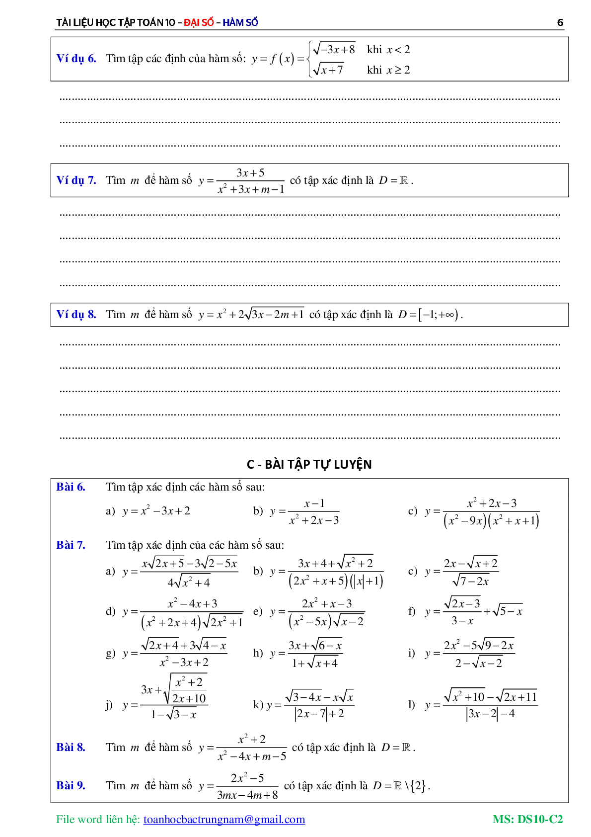 Chuyên đề về hàm số bậc nhất và hàm số bậc hai (trang 7)