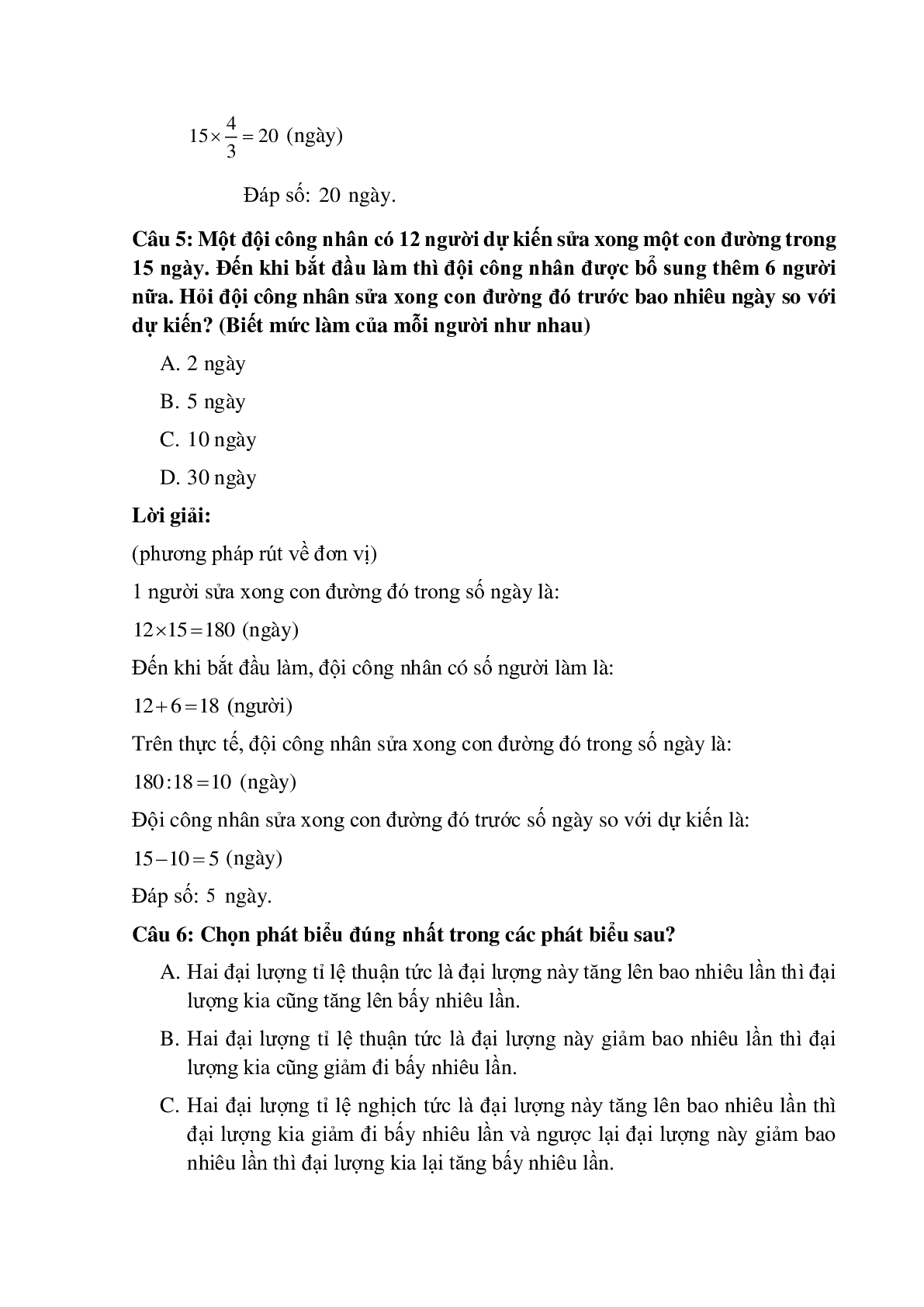 10 câu Trắc nghiệm Ôn tập và bổ sung về giải toán có đáp án 2023 – Toán lớp 5 (trang 3)