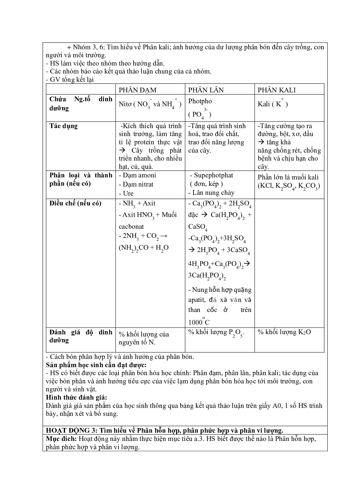 Giáo án Hóa học 11 bài 12: Phân bón Hóa học mới nhất (trang 3)