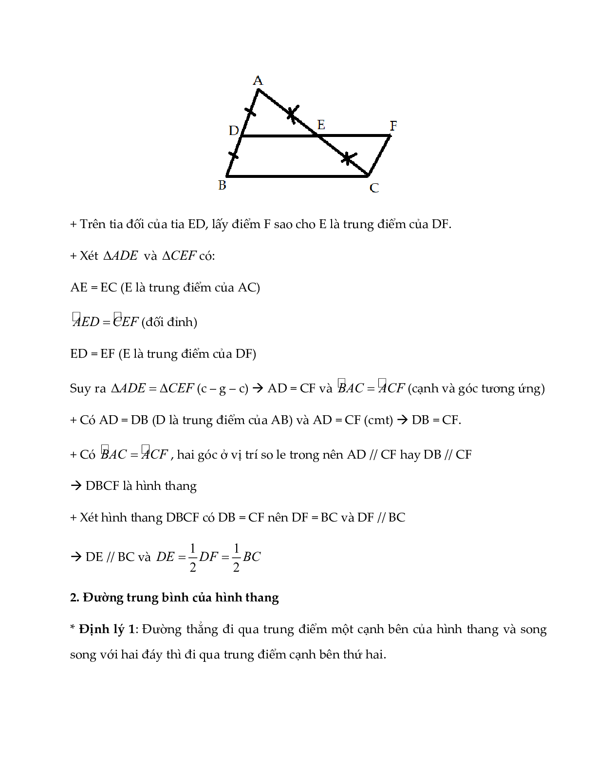 Lý thuyết Toán lớp 8 Bài 4: Đường trung bình của tam giác, đường trung bình của hình thang (trang 3)