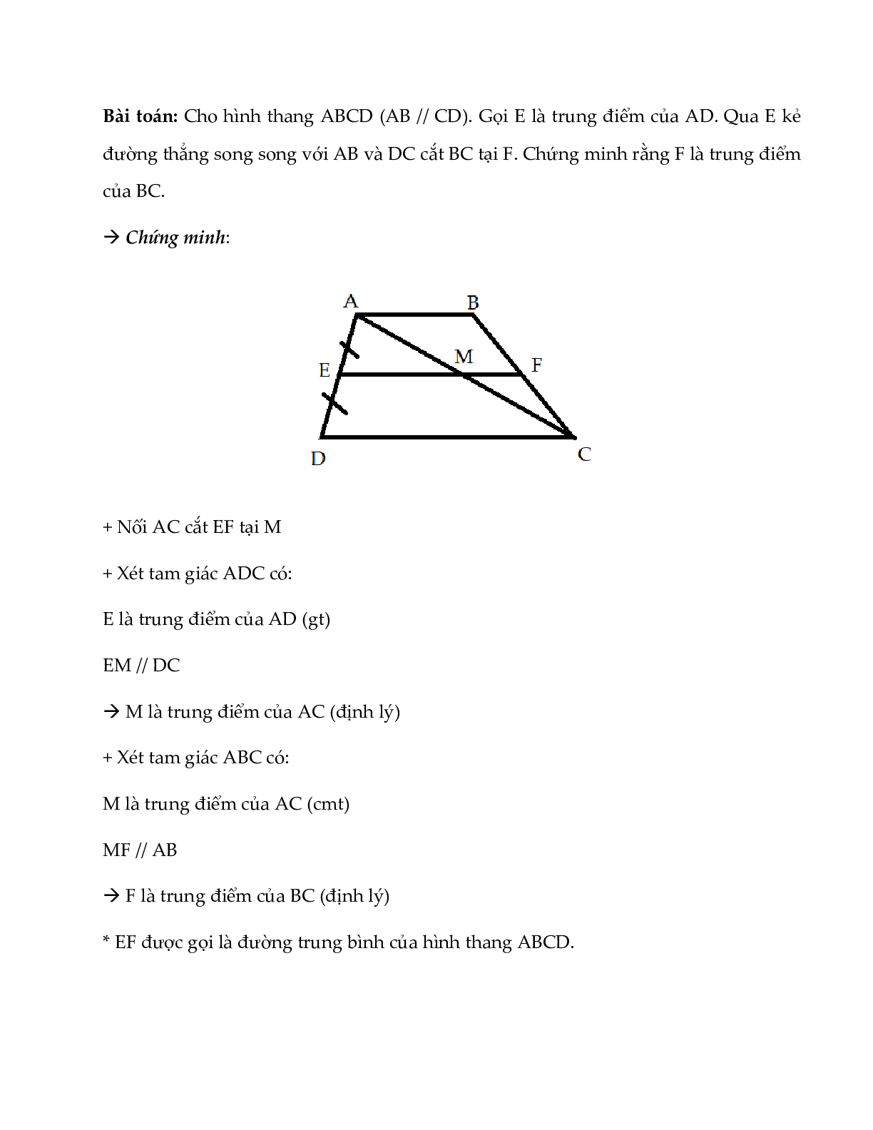 Lý thuyết Toán lớp 8 Bài 4: Đường trung bình của tam giác, đường trung bình của hình thang (trang 4)