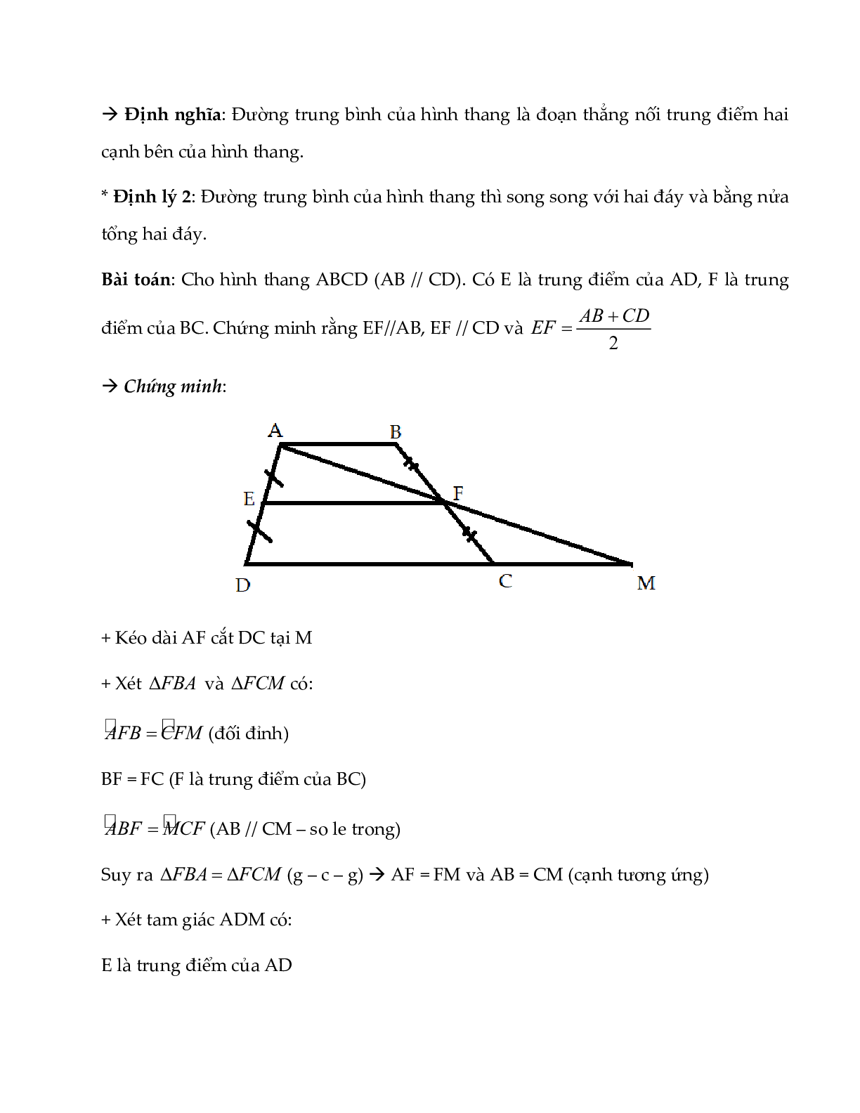 Lý thuyết Toán lớp 8 Bài 4: Đường trung bình của tam giác, đường trung bình của hình thang (trang 5)