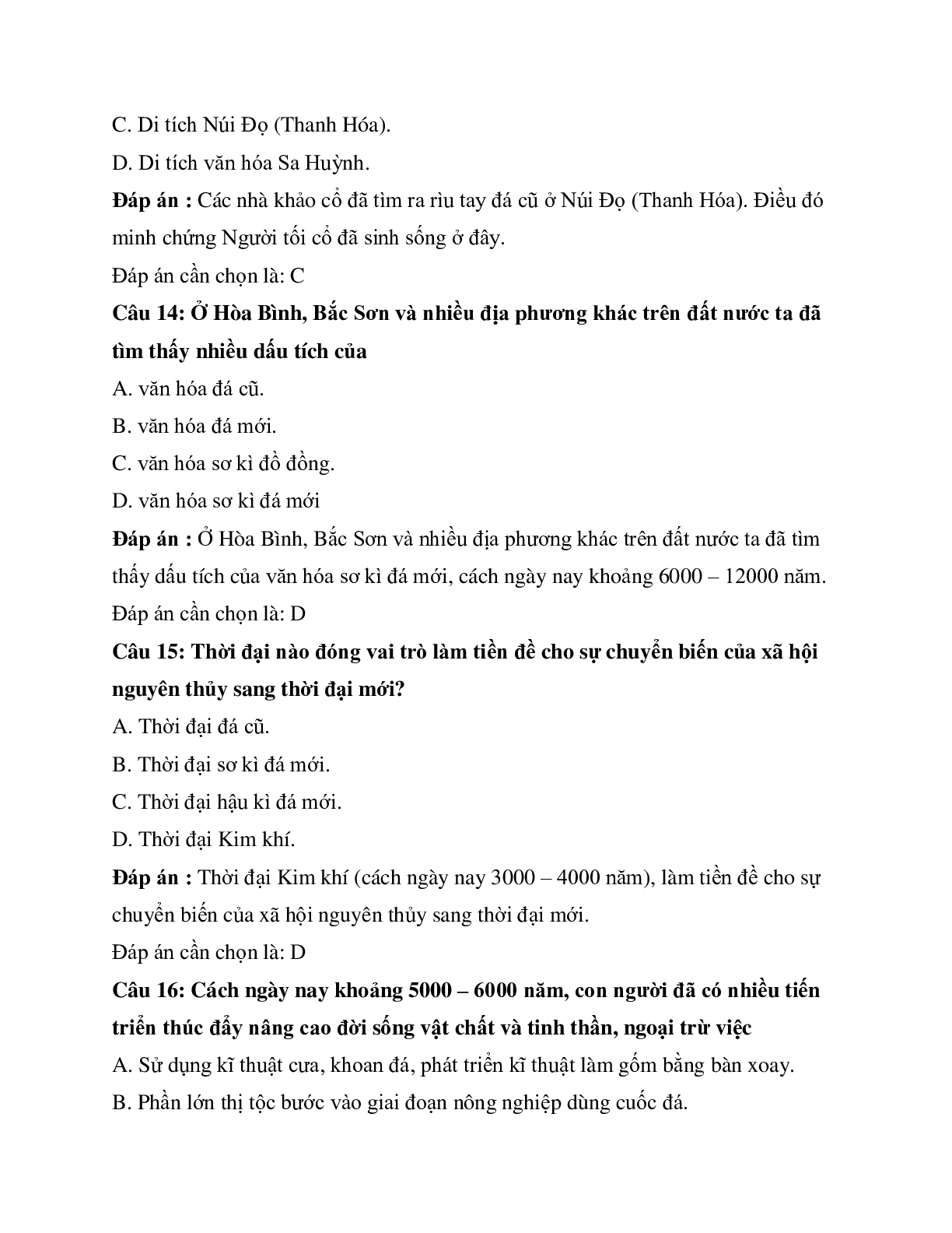 Trắc nghiệm Lịch sử 10 Bài 13 có đáp án: Việt Nam thời nguyên thủy (trang 7)