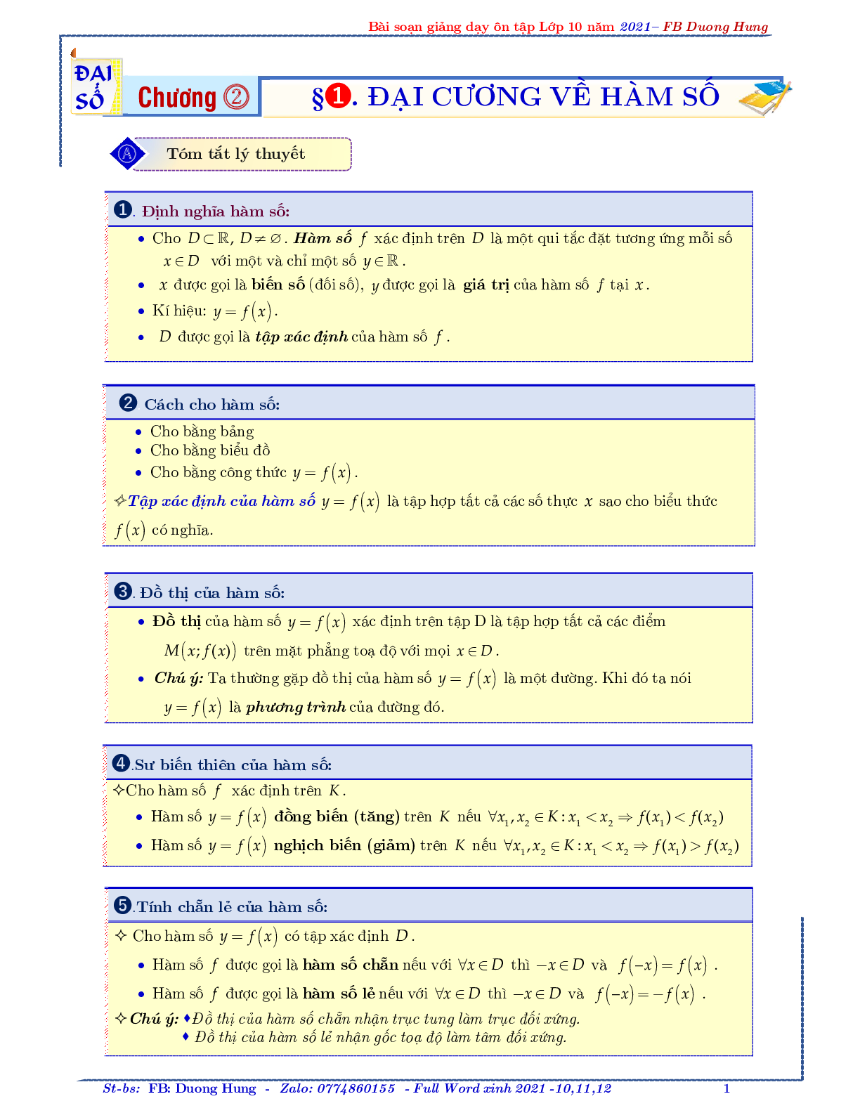 Chuyên đề về hàm số bậc nhất và bậc hai - bản 1 (trang 1)