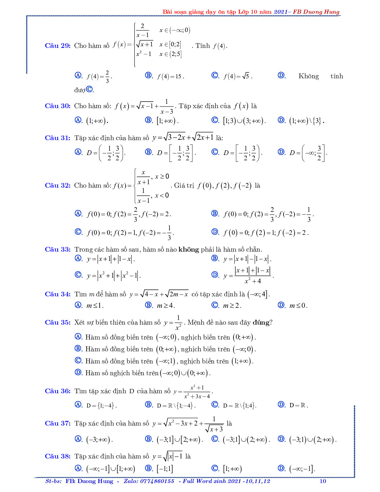Chuyên đề về hàm số bậc nhất và bậc hai - bản 1 (trang 10)
