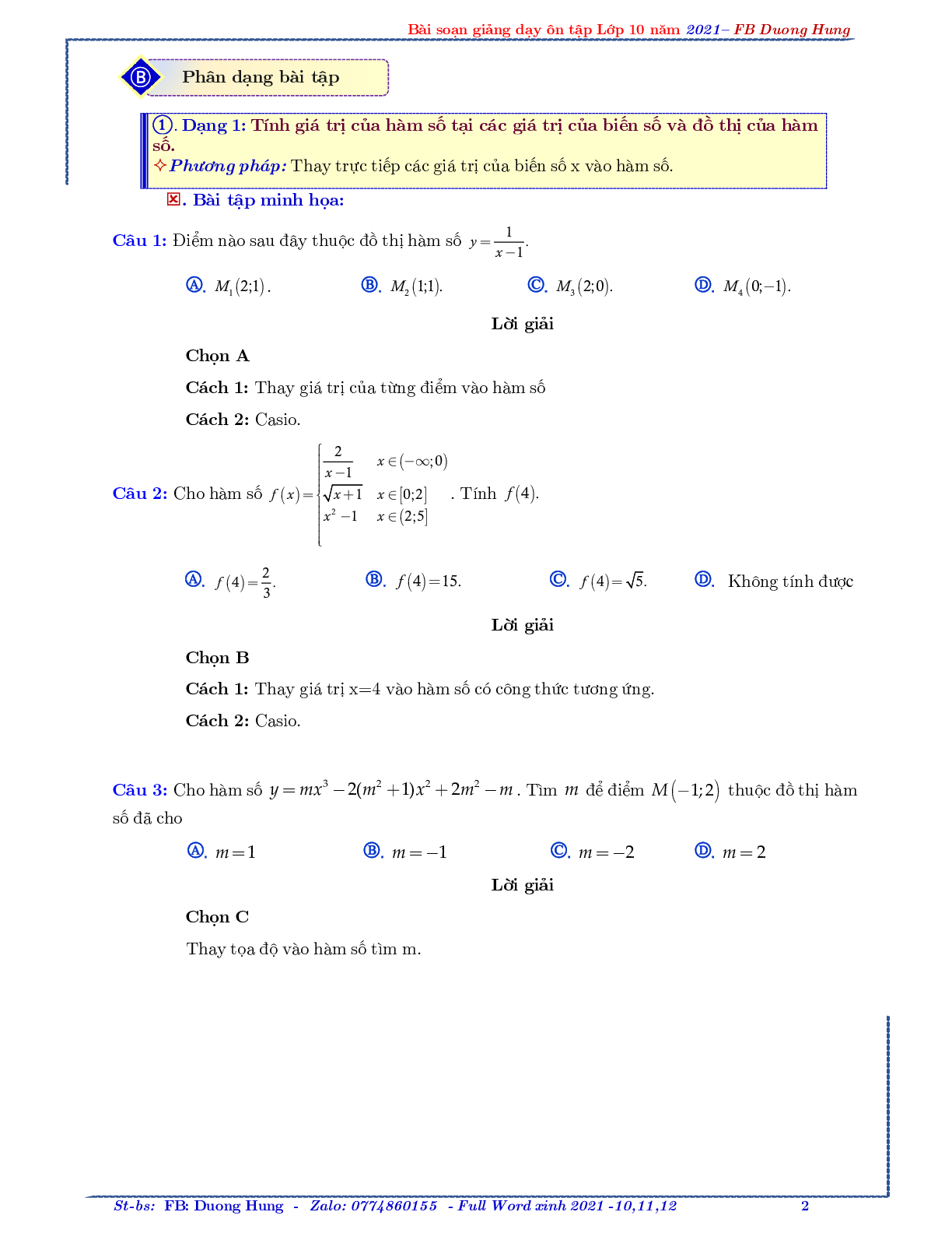 Chuyên đề về hàm số bậc nhất và bậc hai - bản 1 (trang 2)