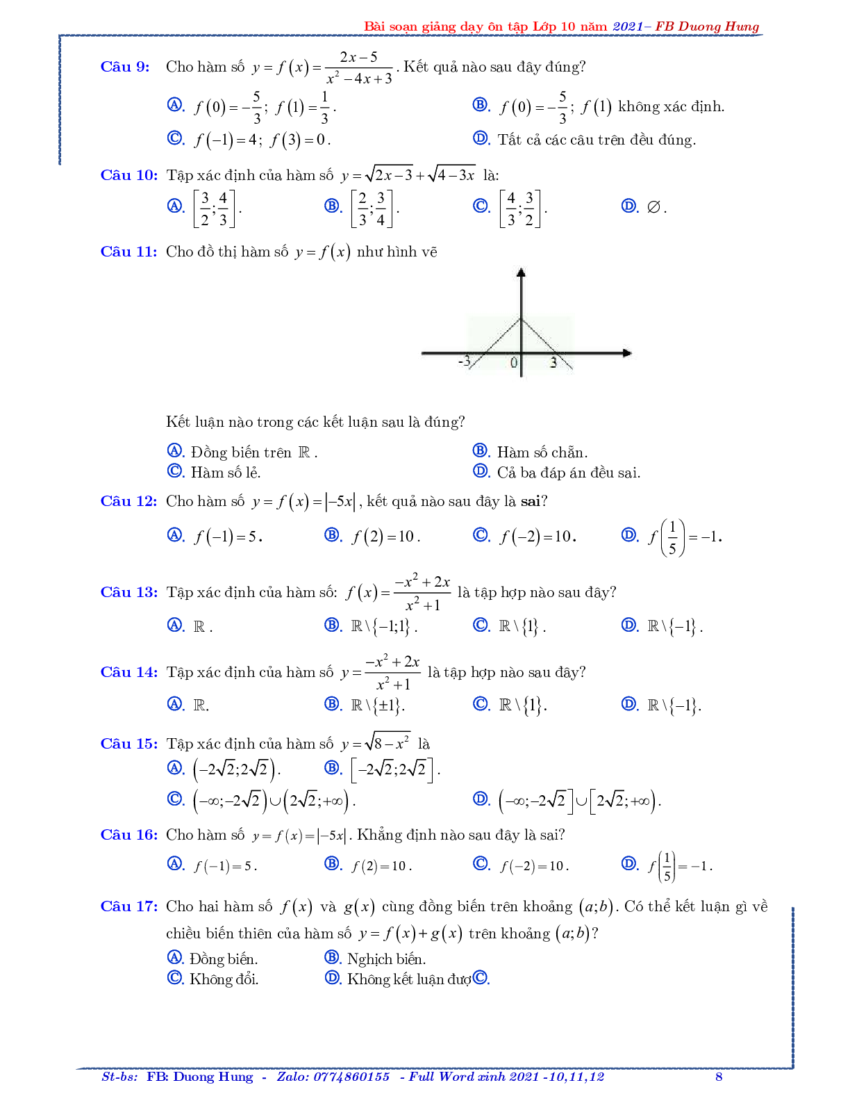 Chuyên đề về hàm số bậc nhất và bậc hai - bản 1 (trang 8)