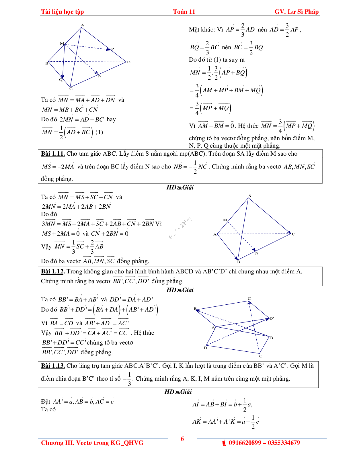 Chuyên đề vectơ trong không gian, quan hệ vuông góc – bản 1 (trang 10)
