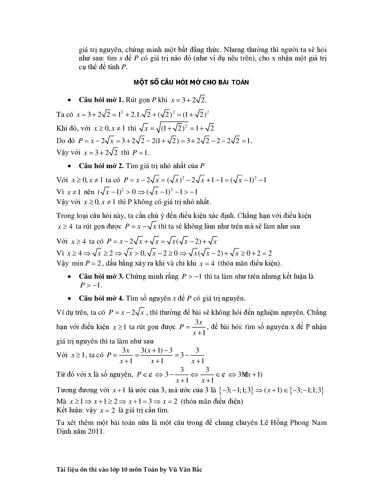 Tài liệu ôn thi vào lớp 10 môn toán (trang 2)