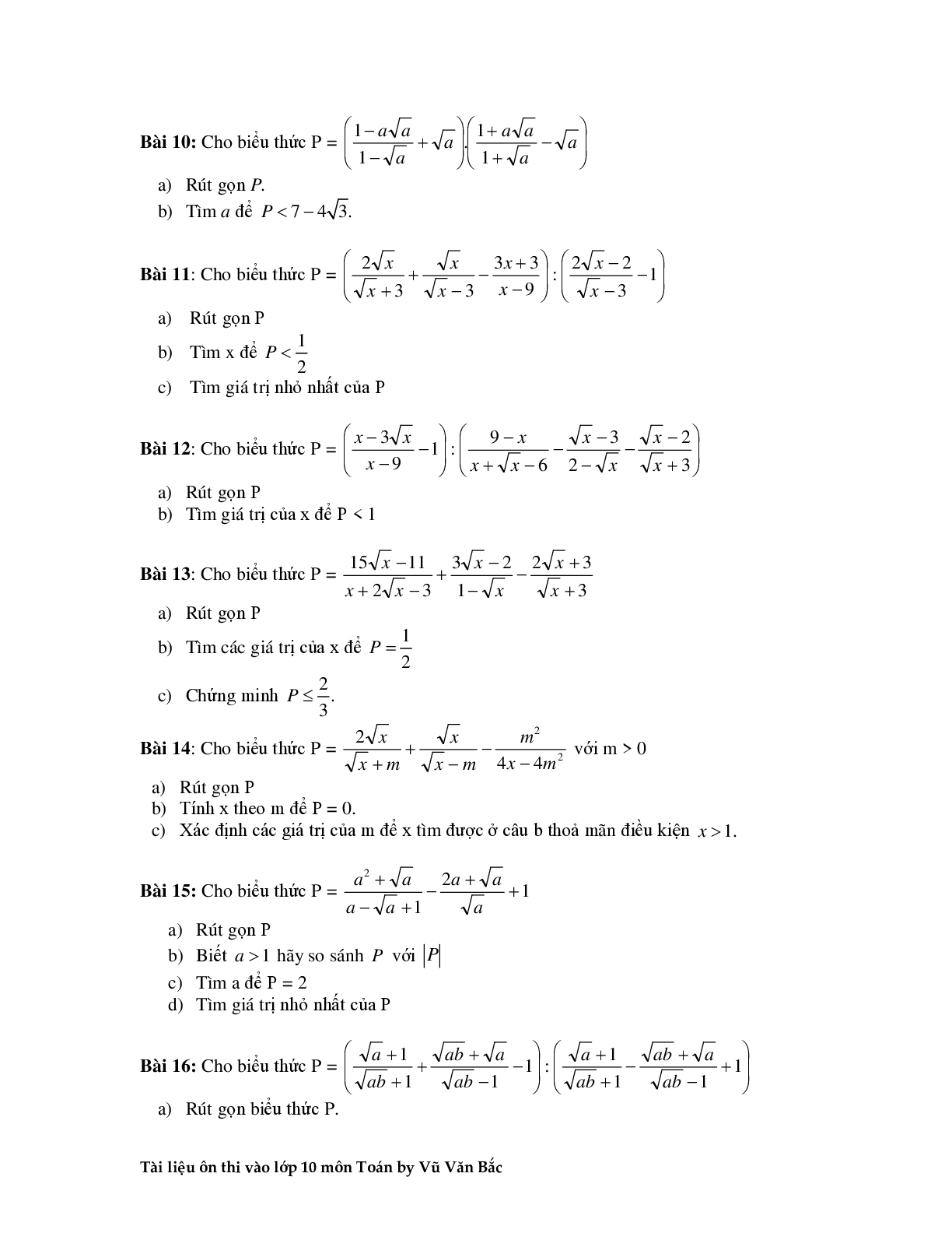 Tài liệu ôn thi vào lớp 10 môn toán (trang 5)