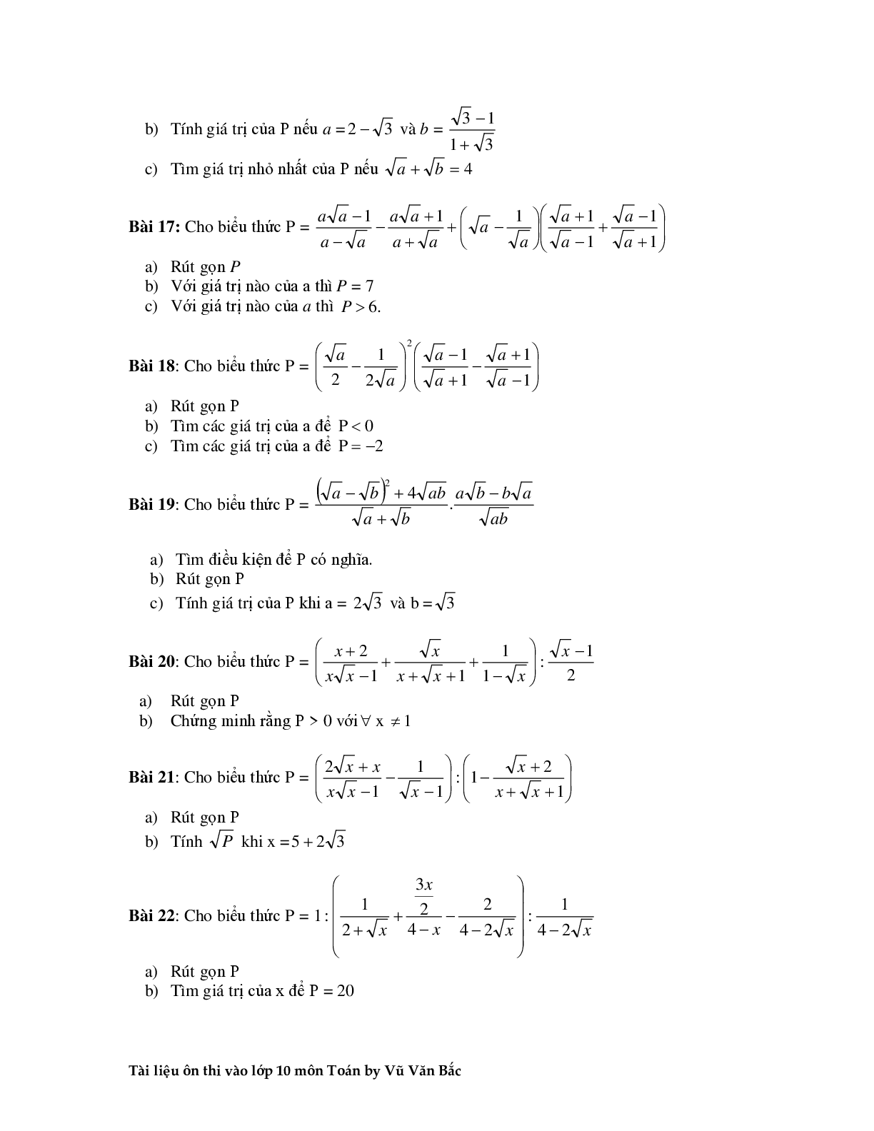 Tài liệu ôn thi vào lớp 10 môn toán (trang 6)