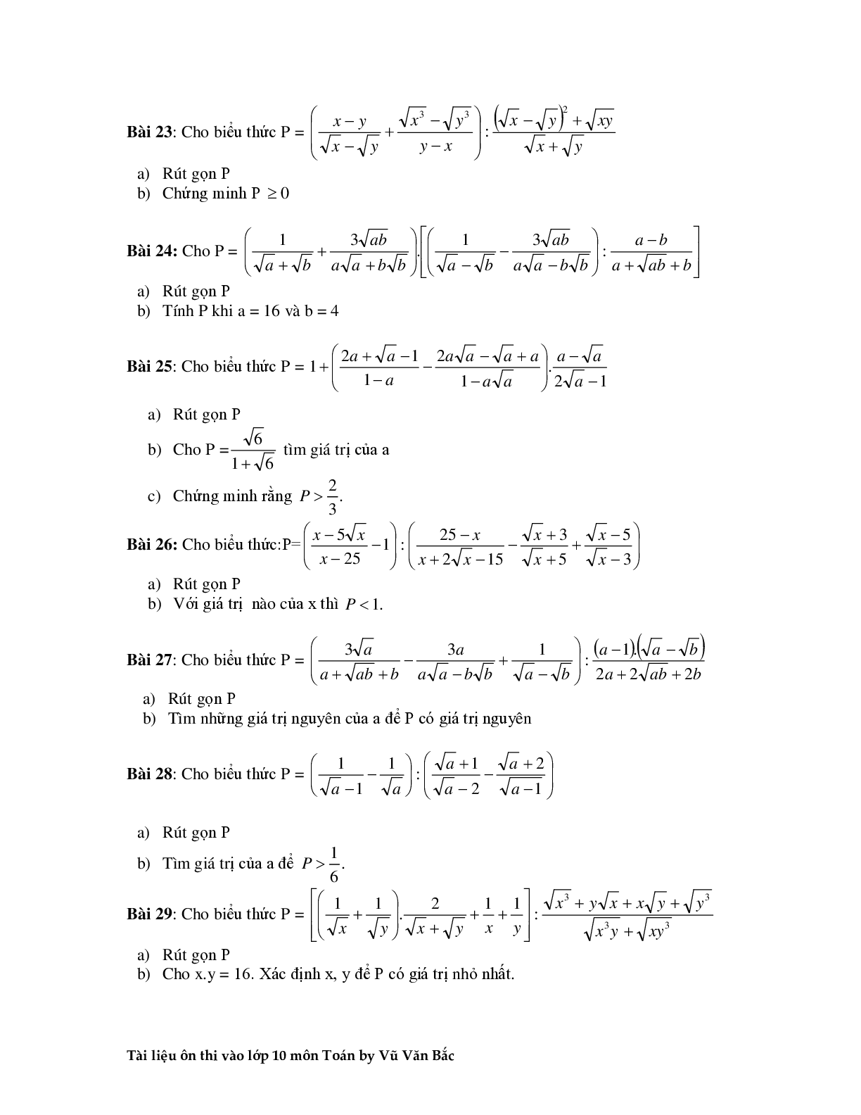 Tài liệu ôn thi vào lớp 10 môn toán (trang 7)