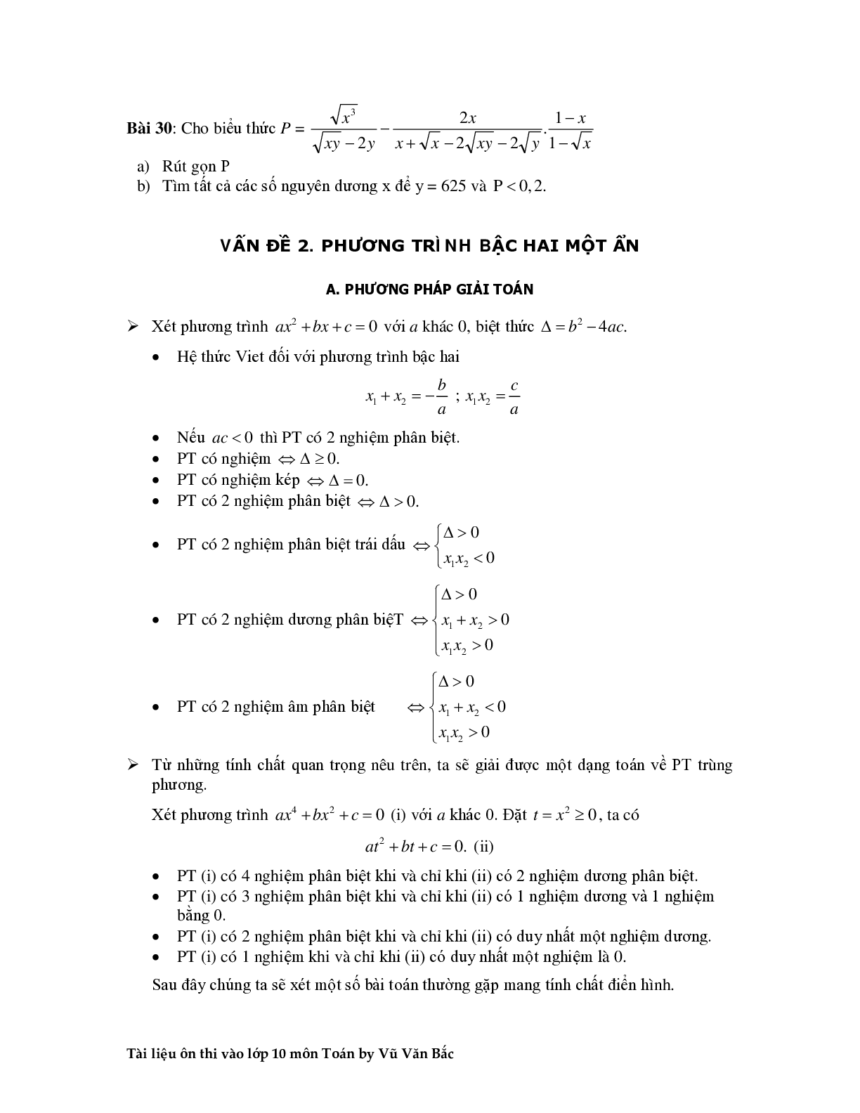 Tài liệu ôn thi vào lớp 10 môn toán (trang 8)