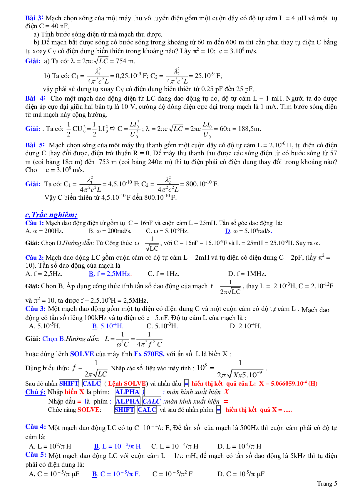 Chuyên đề: Dao động và sóng điện từ môn Vật lý lớp 12 (trang 5)