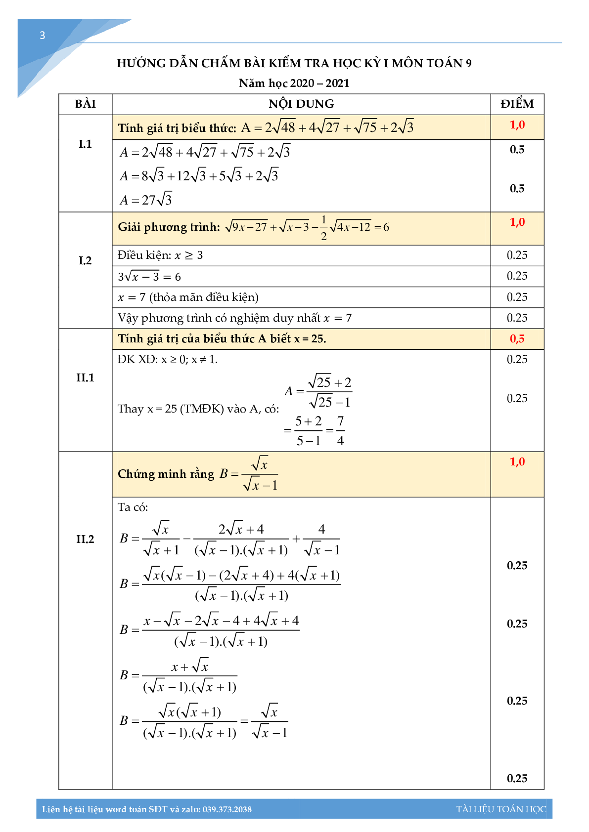 Đề học kì một môn toán lớp 9 năm 2022 Hà Nội (trang 3)