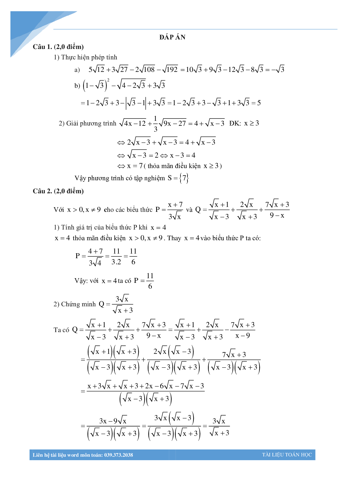 Đề học kì một môn toán lớp 9 năm 2022 Hà Nội (trang 9)