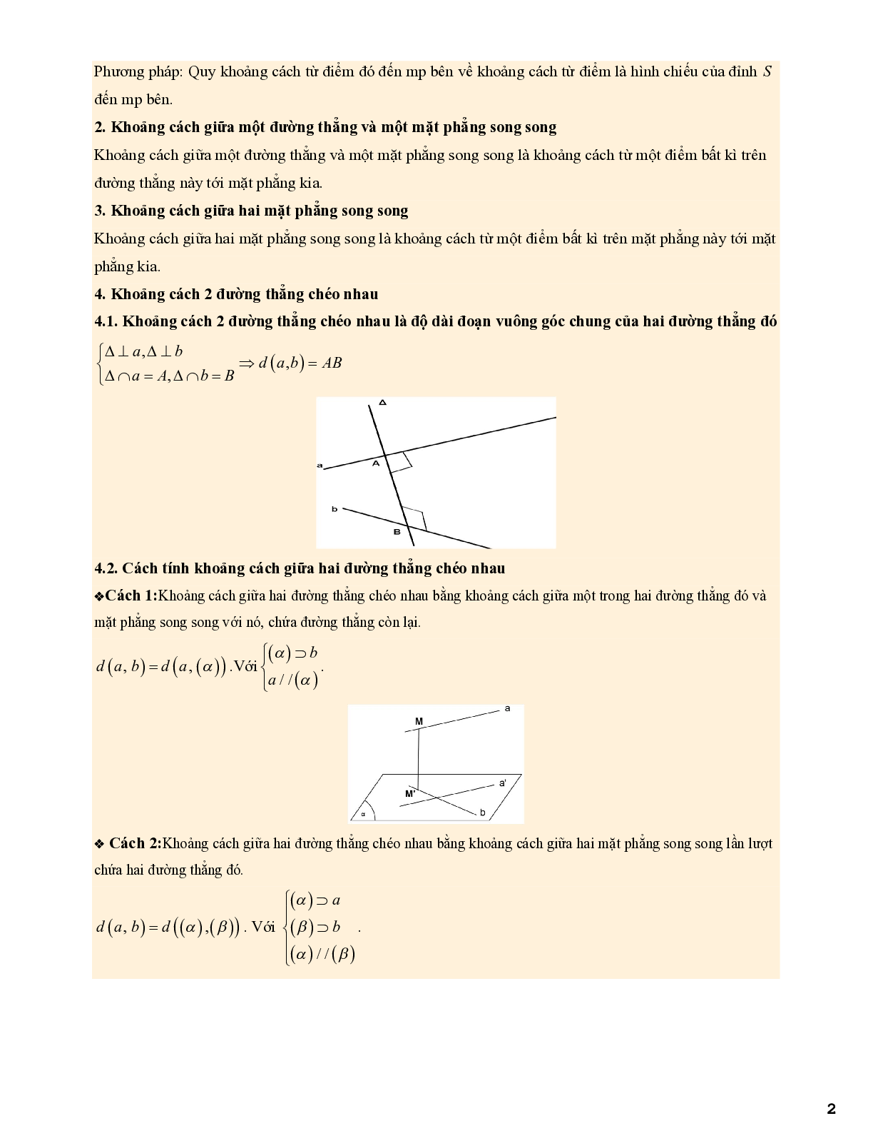 Bài toán khoảng cách giữa hai đường thẳng chéo nhau (trang 2)