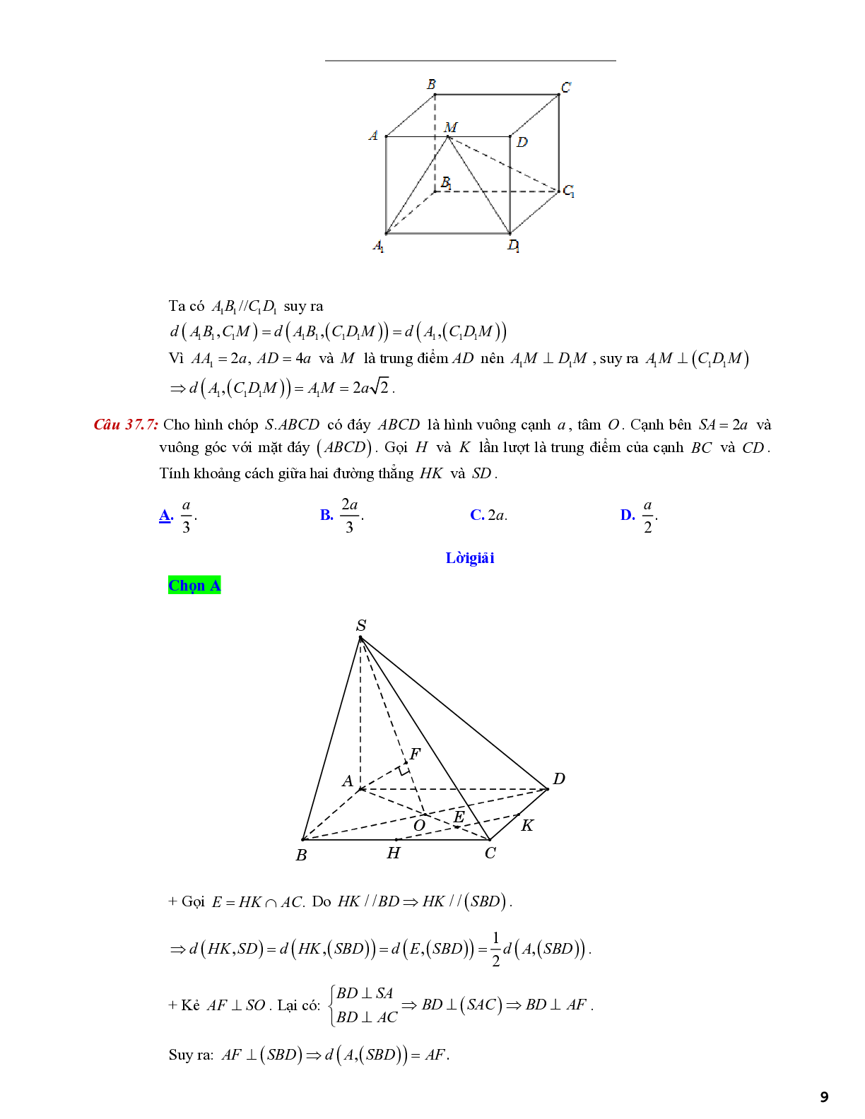 Bài toán khoảng cách giữa hai đường thẳng chéo nhau (trang 9)