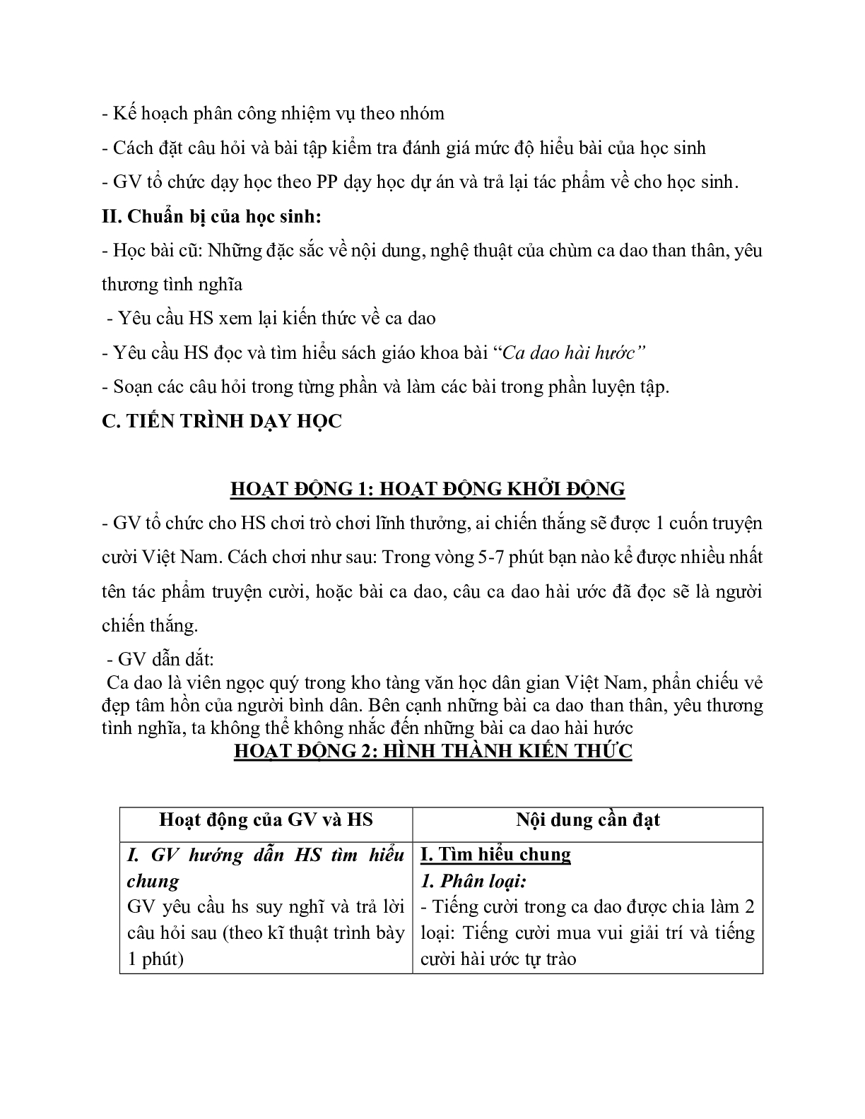 Giáo án ngữ văn lớp 10 Tiết 29: Ca dao hài hước (trang 2)