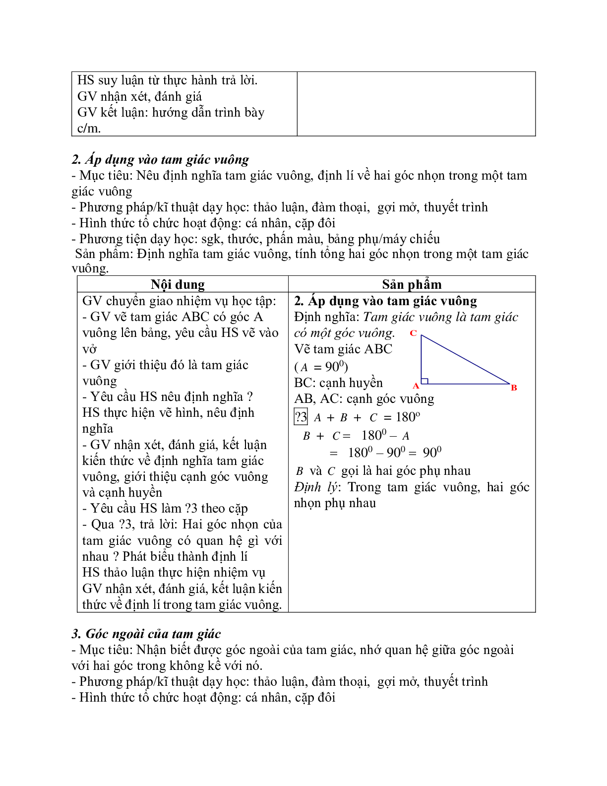 Giáo án Toán học 7 bài 1: Tổng ba góc của một tam giác chuẩn nhất (trang 3)