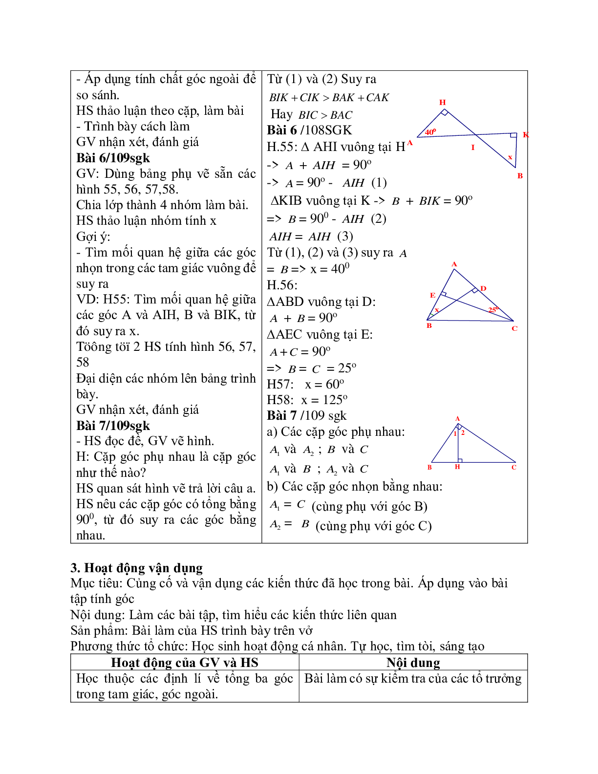 Giáo án Toán học 7 bài 1: Tổng ba góc của một tam giác chuẩn nhất (trang 7)