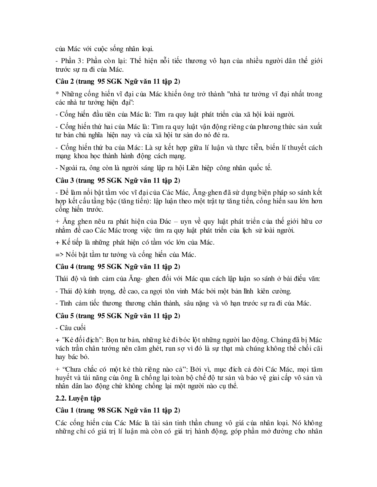 Soạn bài Ba cống hiến vĩ đại của Các-Mác - ngắn nhất Soạn văn 11 (trang 3)