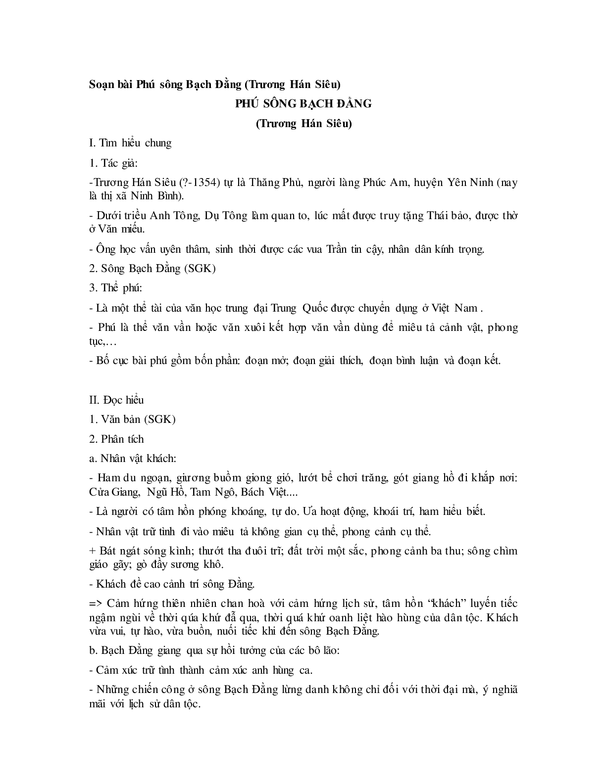 Soạn bài Phú sông Bạch Đằng - ngắn nhất Soạn văn 10 (trang 1)