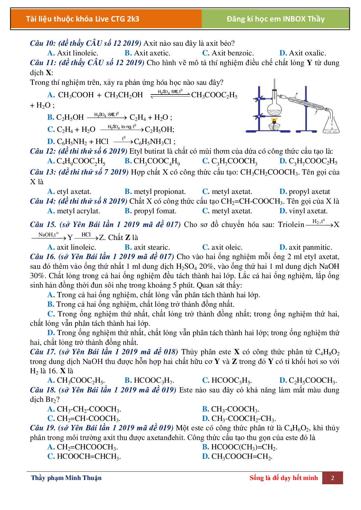 Lý thuyết Este chọn, đếm, tìm chất môn hóa học lớp 12 (trang 2)