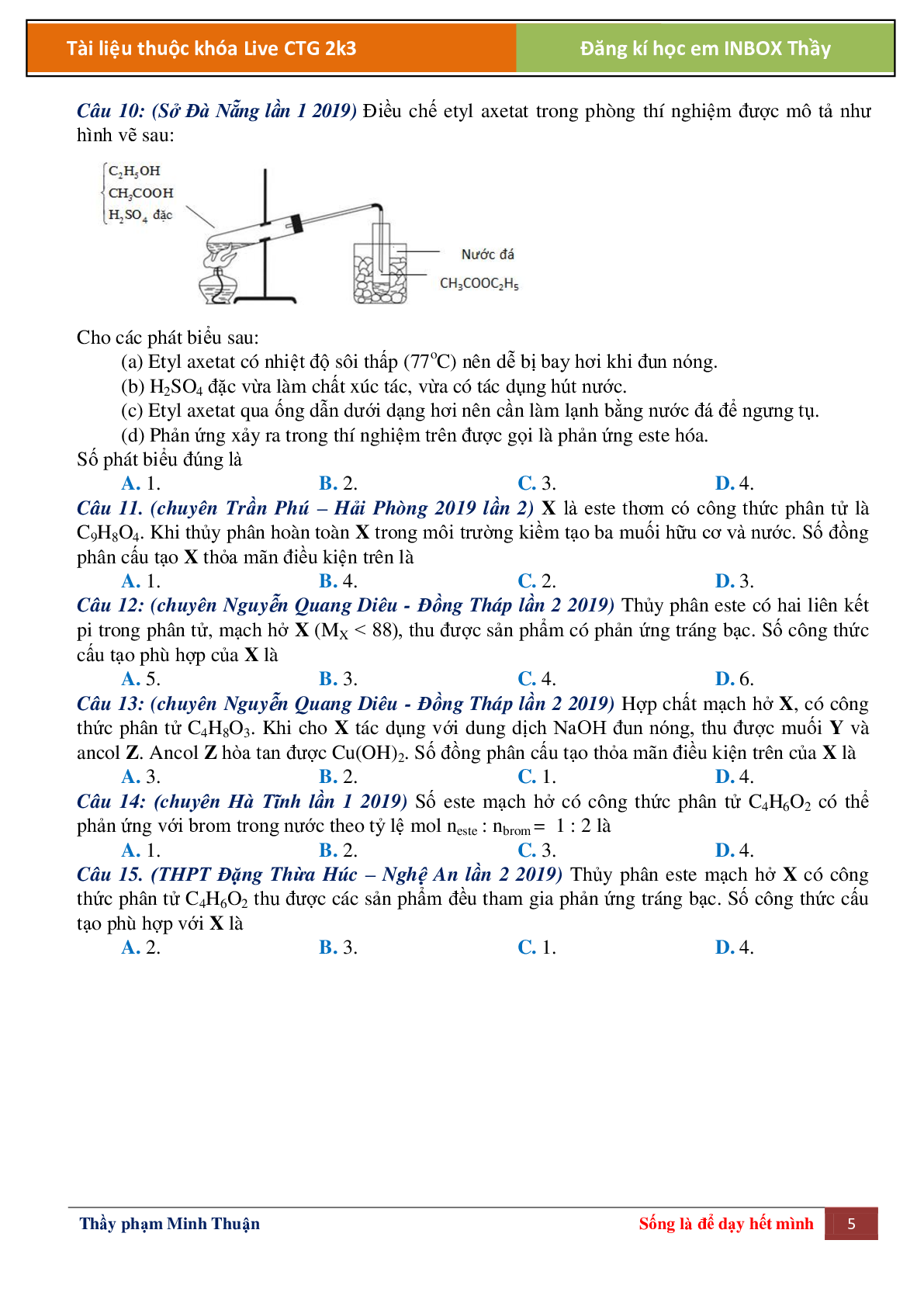 Lý thuyết Este chọn, đếm, tìm chất môn hóa học lớp 12 (trang 5)