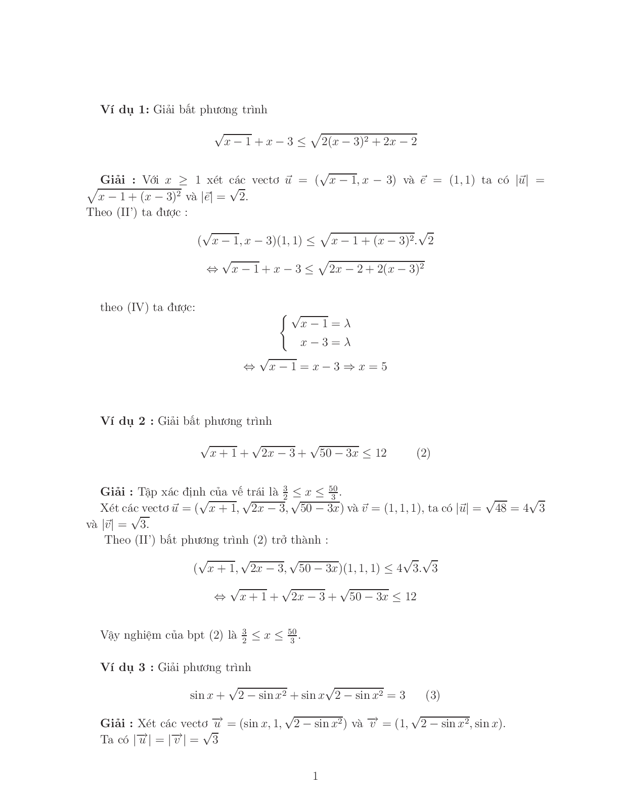Giải phương trình – bất phương trình bằng phương pháp Vector (trang 1)