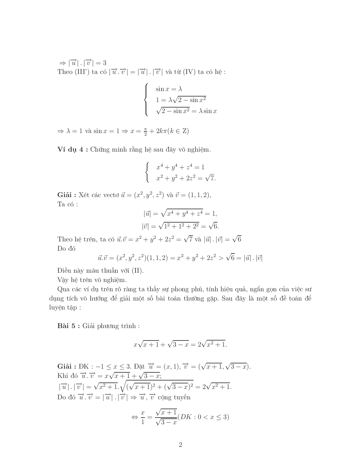 Giải phương trình – bất phương trình bằng phương pháp Vector (trang 2)