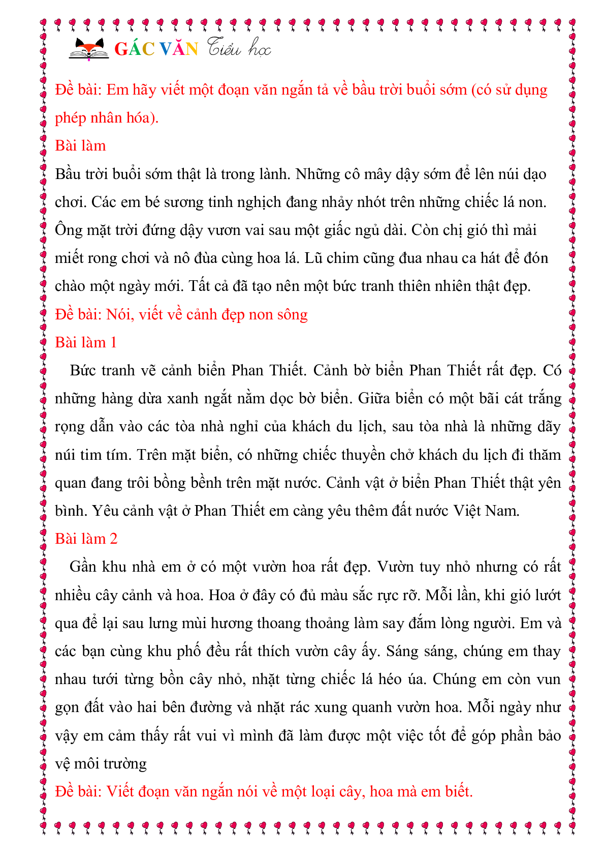Các dạng bài tập làm văn môn Tiếng Việt lớp 3 (trang 2)