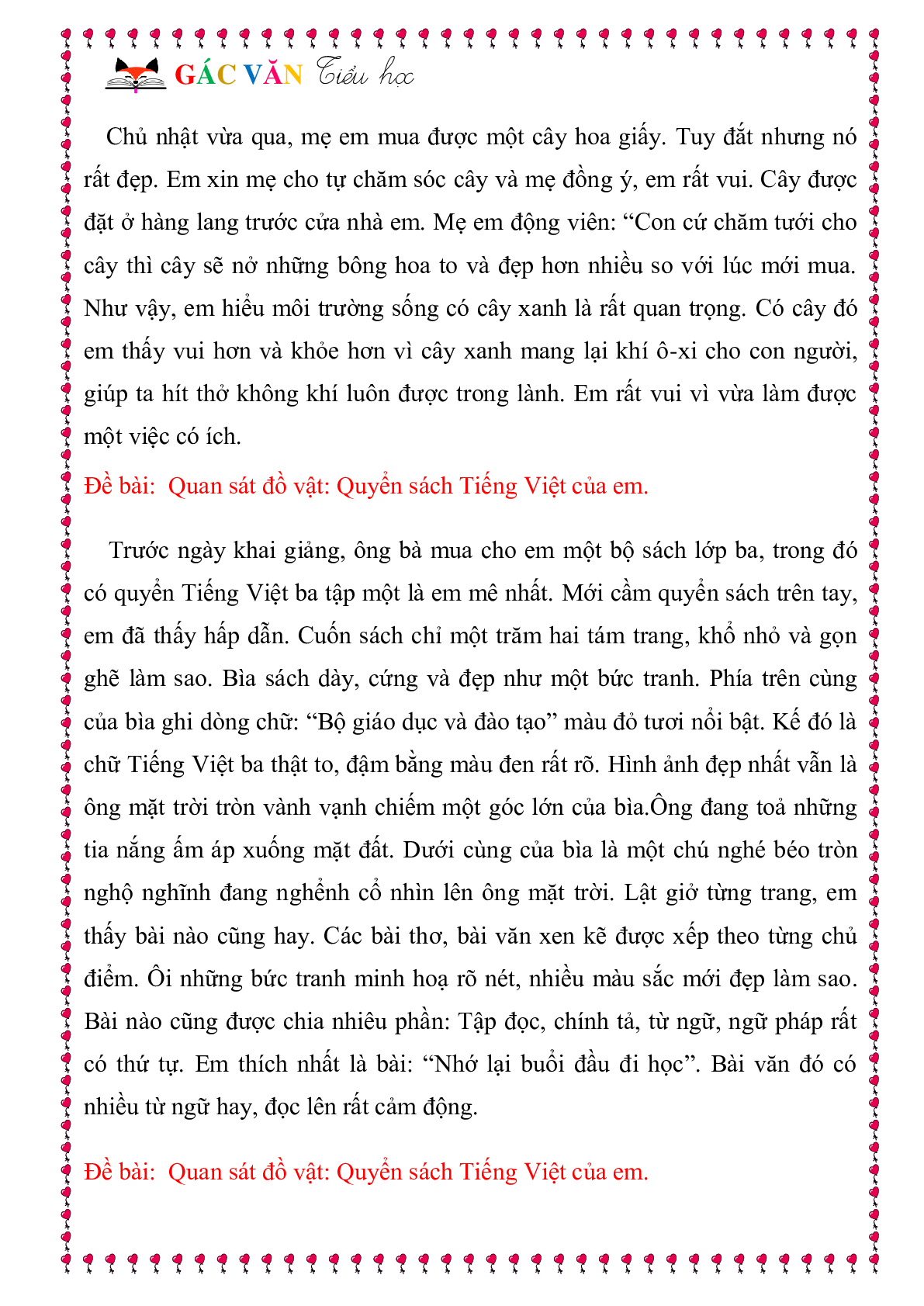 Các dạng bài tập làm văn môn Tiếng Việt lớp 3 (trang 3)