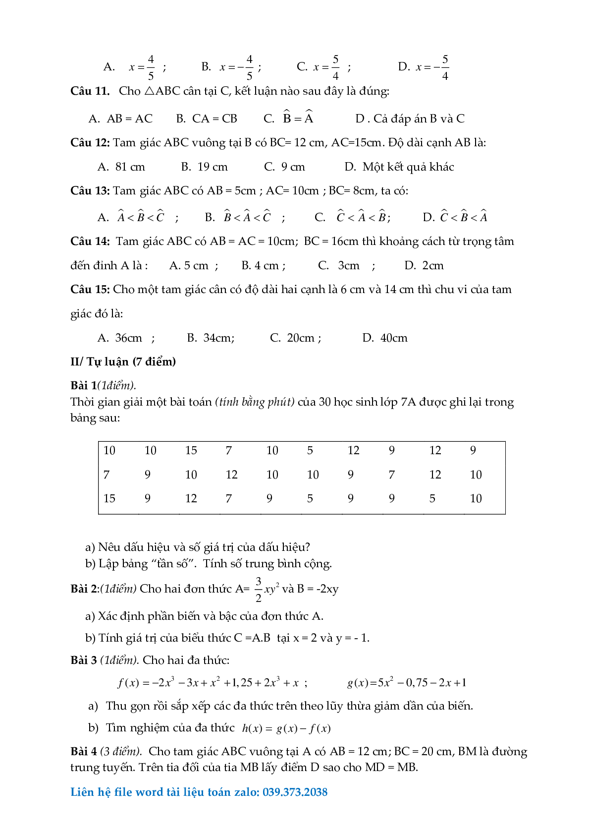 Tuyển tập đề thi học kì 2 môn toán lớp 7 (trang 6)