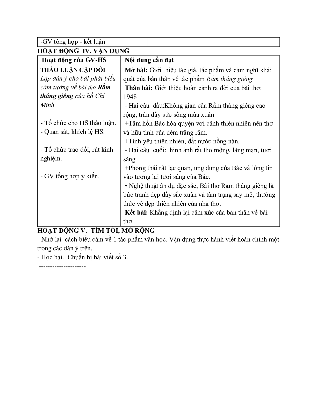 Giáo án ngữ văn lớp 7 Tuần 13 Tiết 50: Cách làm bài văn biểu cảm về tác phẩm văn học mới nhất (trang 3)