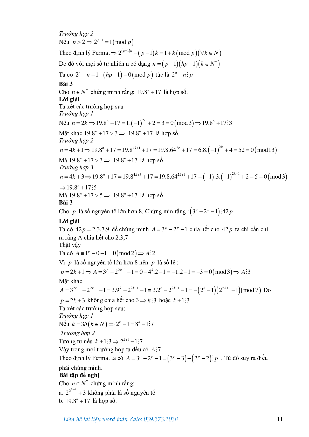 Ứng dụng của đồng dư thức trong giải toán số học (trang 10)