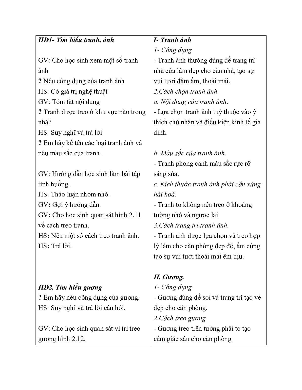 GIÁO ÁN CÔNG NGHỆ 6 BÀI 14: TRANG TRÍ NHÀ Ở BẰNG MỘT SỐ ĐỒ VẬT (T1) MỚI NHẤT – CV5512 (trang 2)