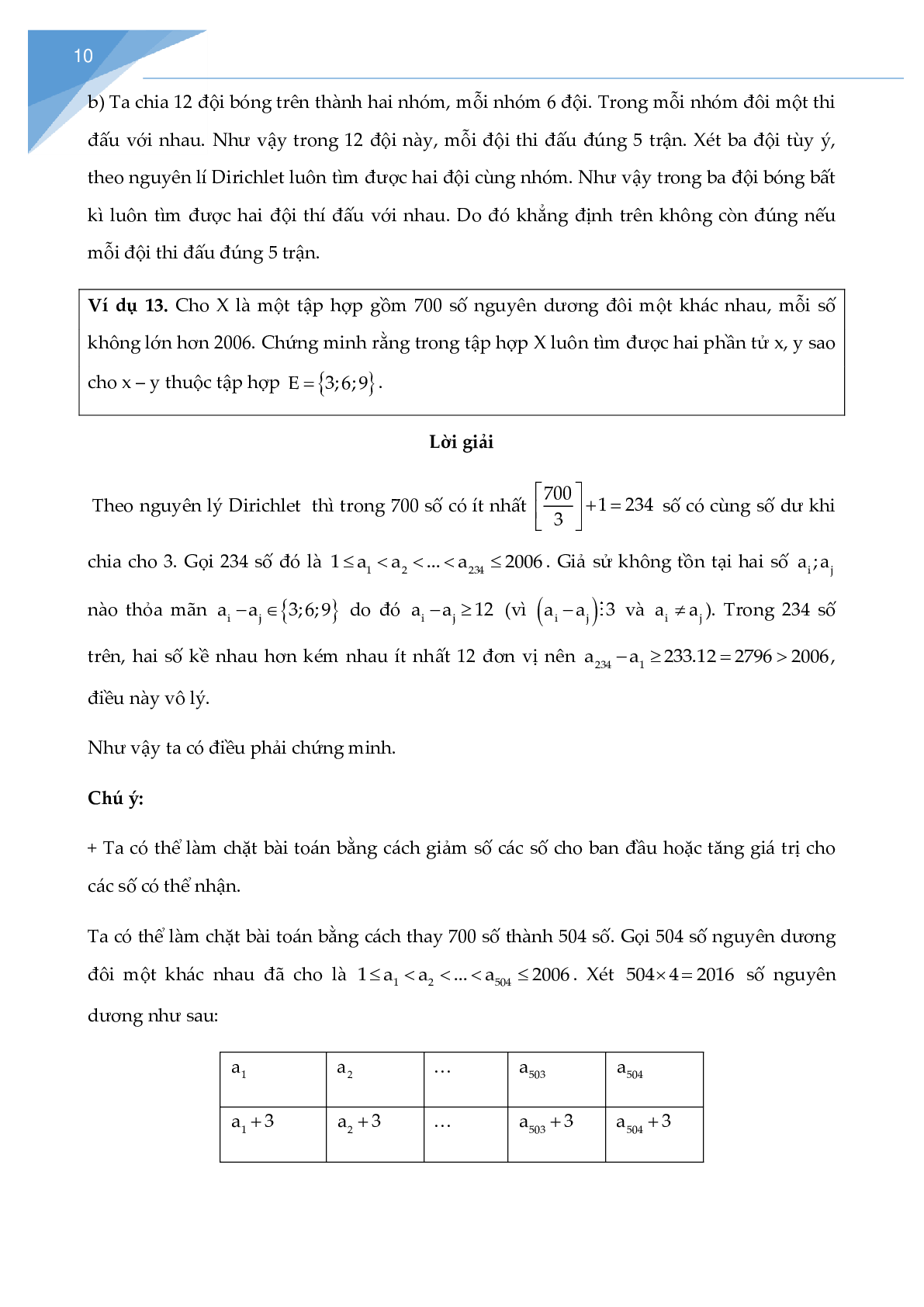 Chuyên đề Ứng dụng của nguyên lý Dirichlet hay nhất (trang 10)