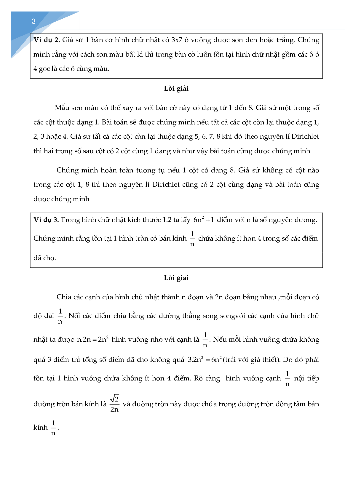 Chuyên đề Ứng dụng của nguyên lý Dirichlet hay nhất (trang 3)