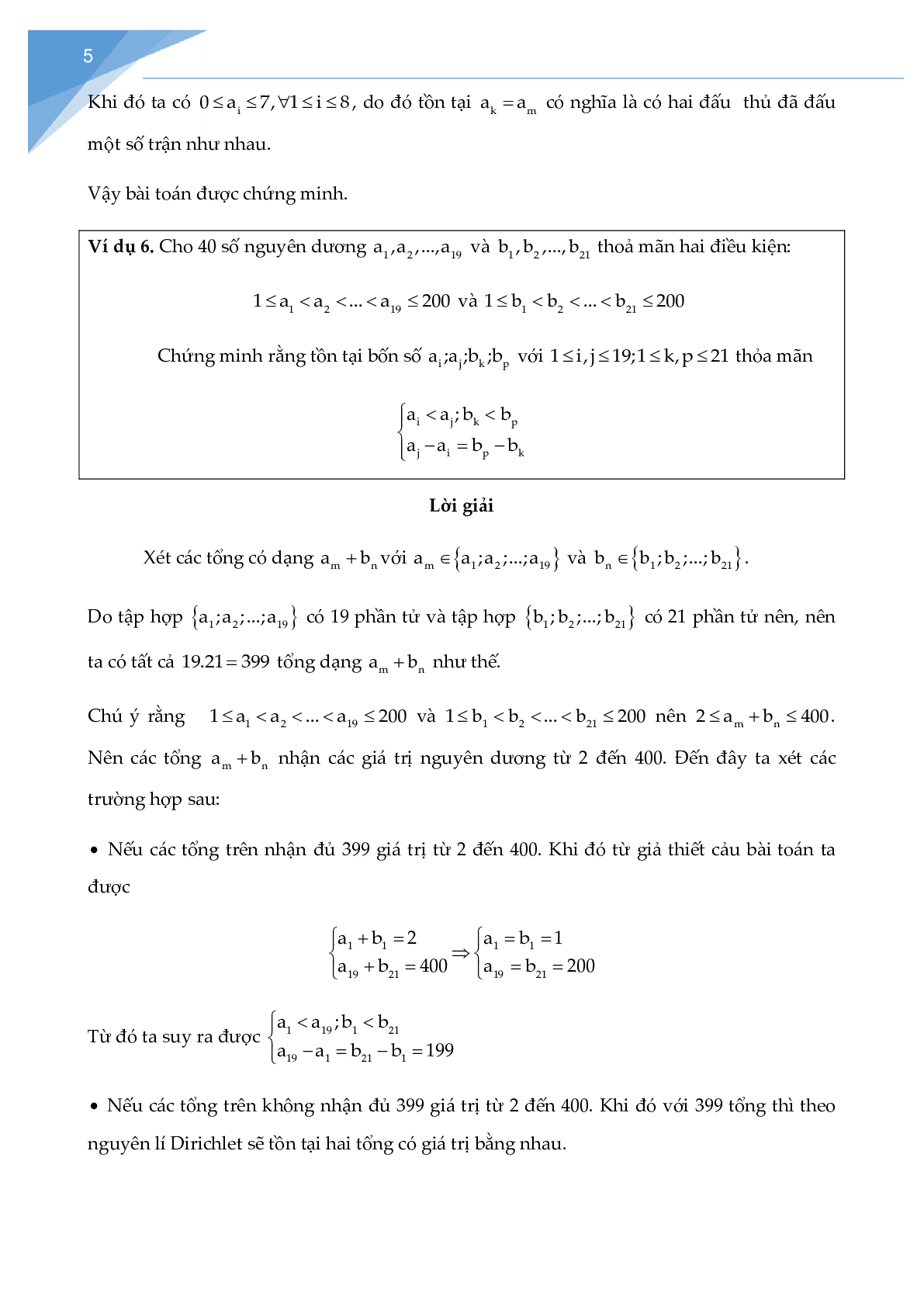 Chuyên đề Ứng dụng của nguyên lý Dirichlet hay nhất (trang 5)
